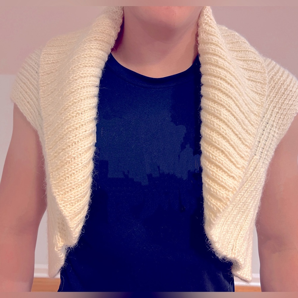 wool knitted cream shrug Women's One size Handmade homemade